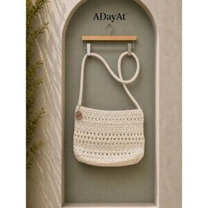 Coastal Village Minimalist Romantic Feminine The Sak Crochet Shoulder Bag Ivory